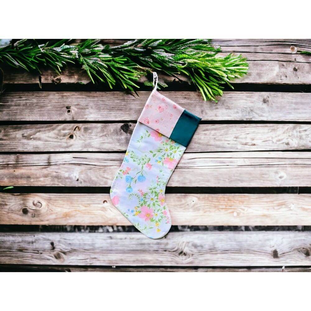 Upcycled Floral Christmas Stocking